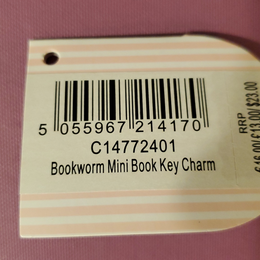 Vendula London "BookWorm" Mini Book Key Charm -Blue & Coral *Discontinued/ Rare* - Picture 7 of 7